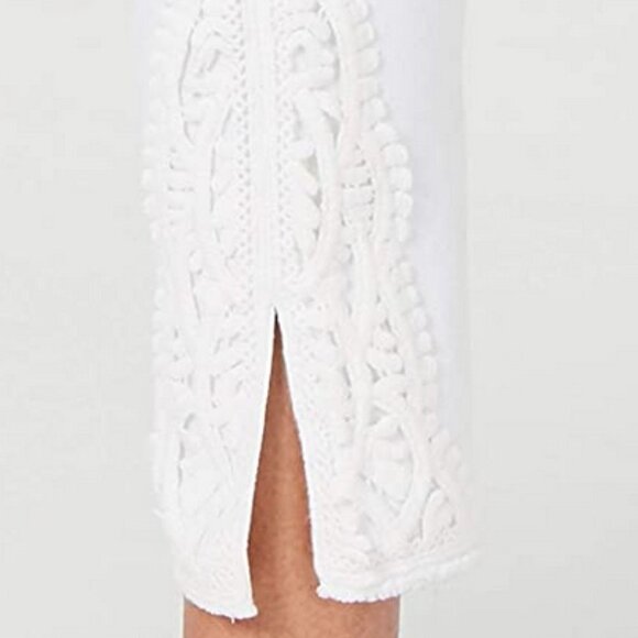 Style & Co Skinny Ankle Pant Crochet Detail Split Hem White Jeans 10P Petite 10 - Picture 15 of 16